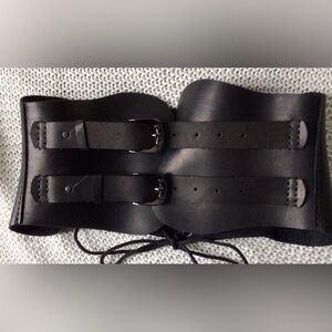 Womens black leather belt/corset